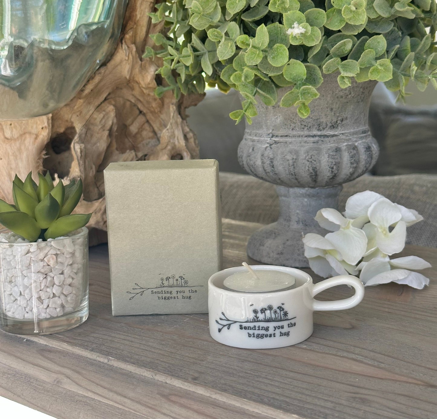 Handled "Biggest Hug” Tea Light Holder