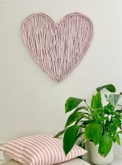 Rose Pink Wicker Heart- 60cm
