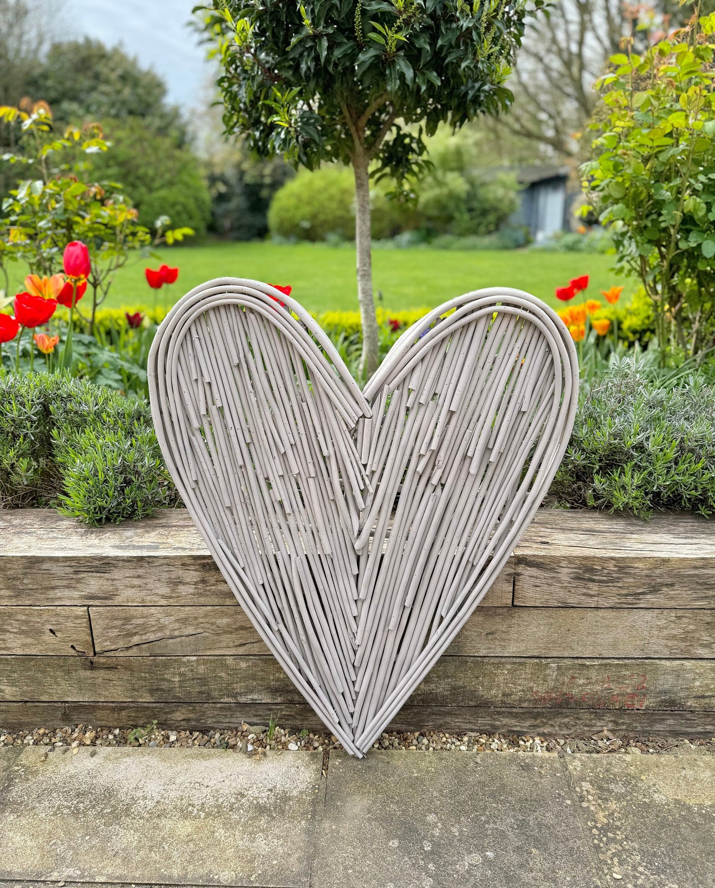 Large Taupe Wicker Heart- 85cm
