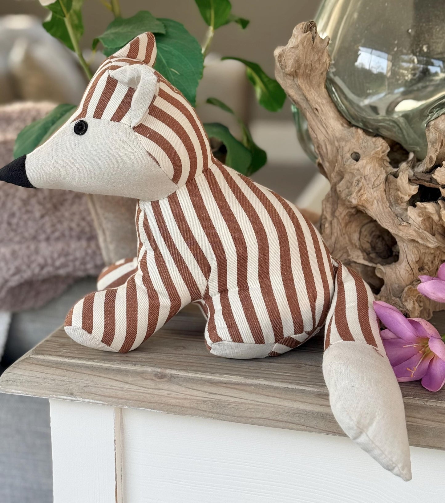 Brown Striped Fox Doorstop