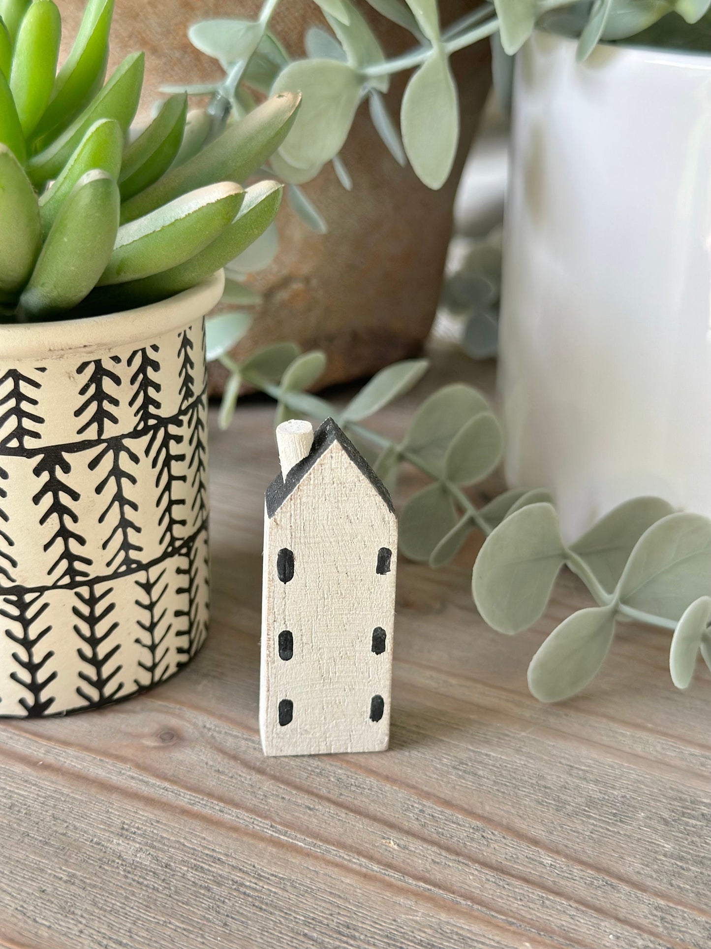 Small Wooden Dutch Windmill Cottages Scene
