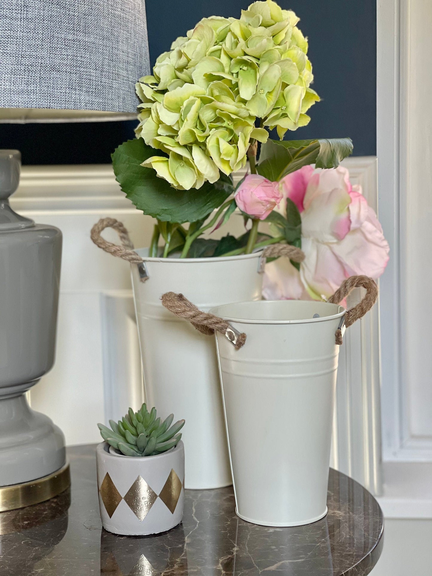 Cream Flower Bucket - 2 Sizes