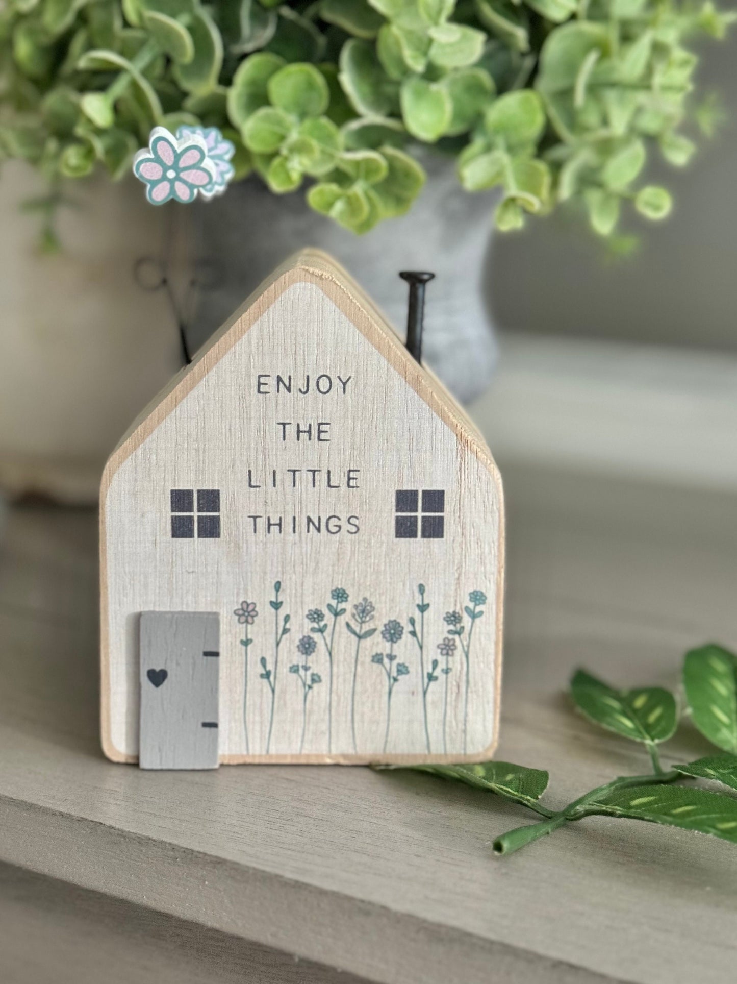 Wooden House Block  "Enjoy The Little Things"
