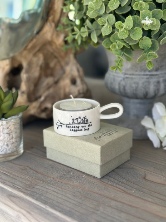 Handled "Biggest Hug” Tea Light Holder