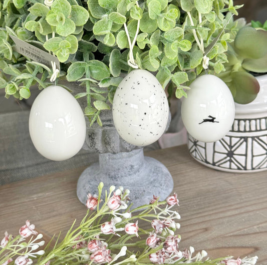 Hanging White Porcelain Easter Eggs - 3 Designs