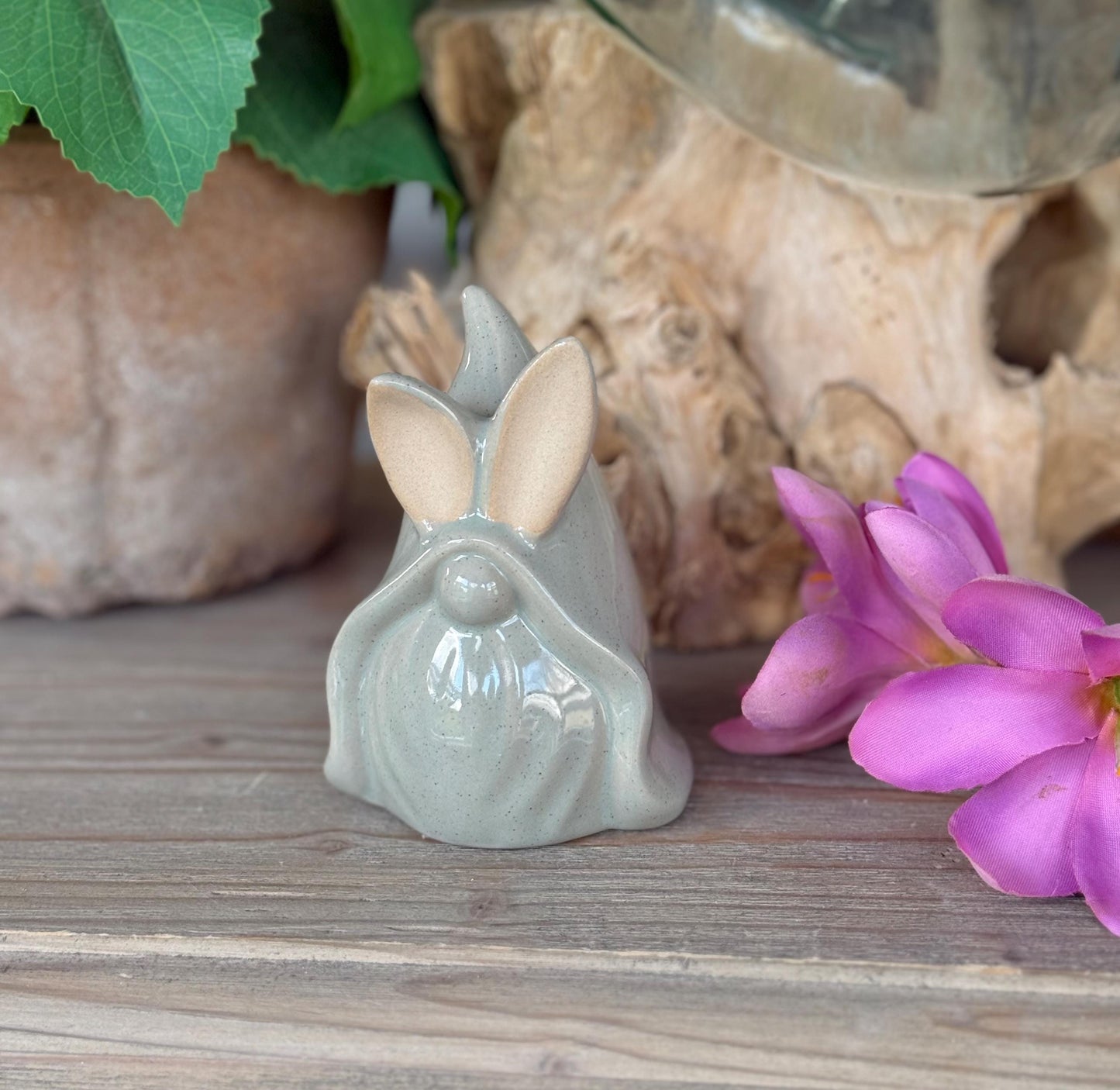 Glossy Ceramic Gnome Bunnies - Available in 3 Sizes