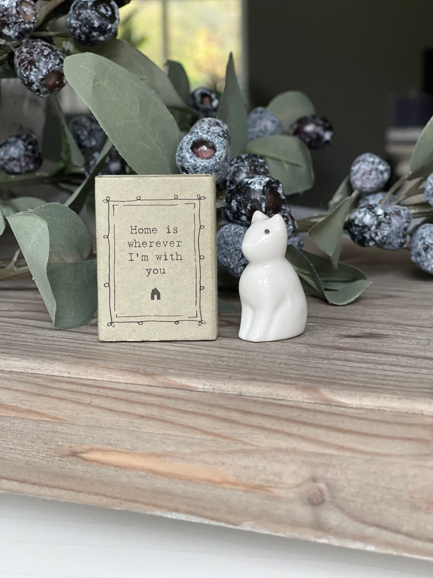 Home is where I am with you Matchbox Porcelain Cat