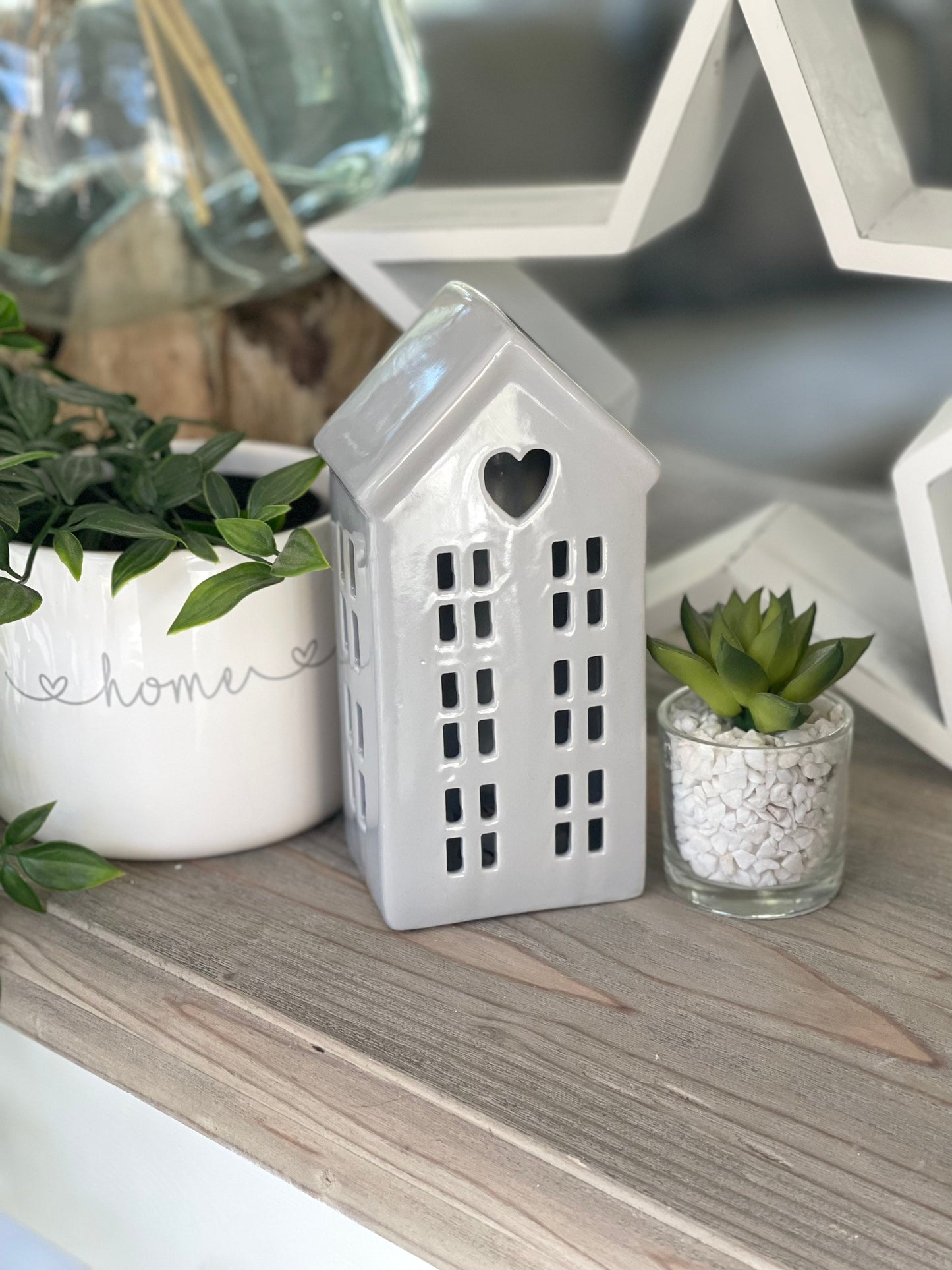 Tall Ceramic LED Heart House - 2 Colours Available