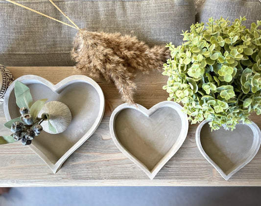Cement Heart Tray  - 3 sizes