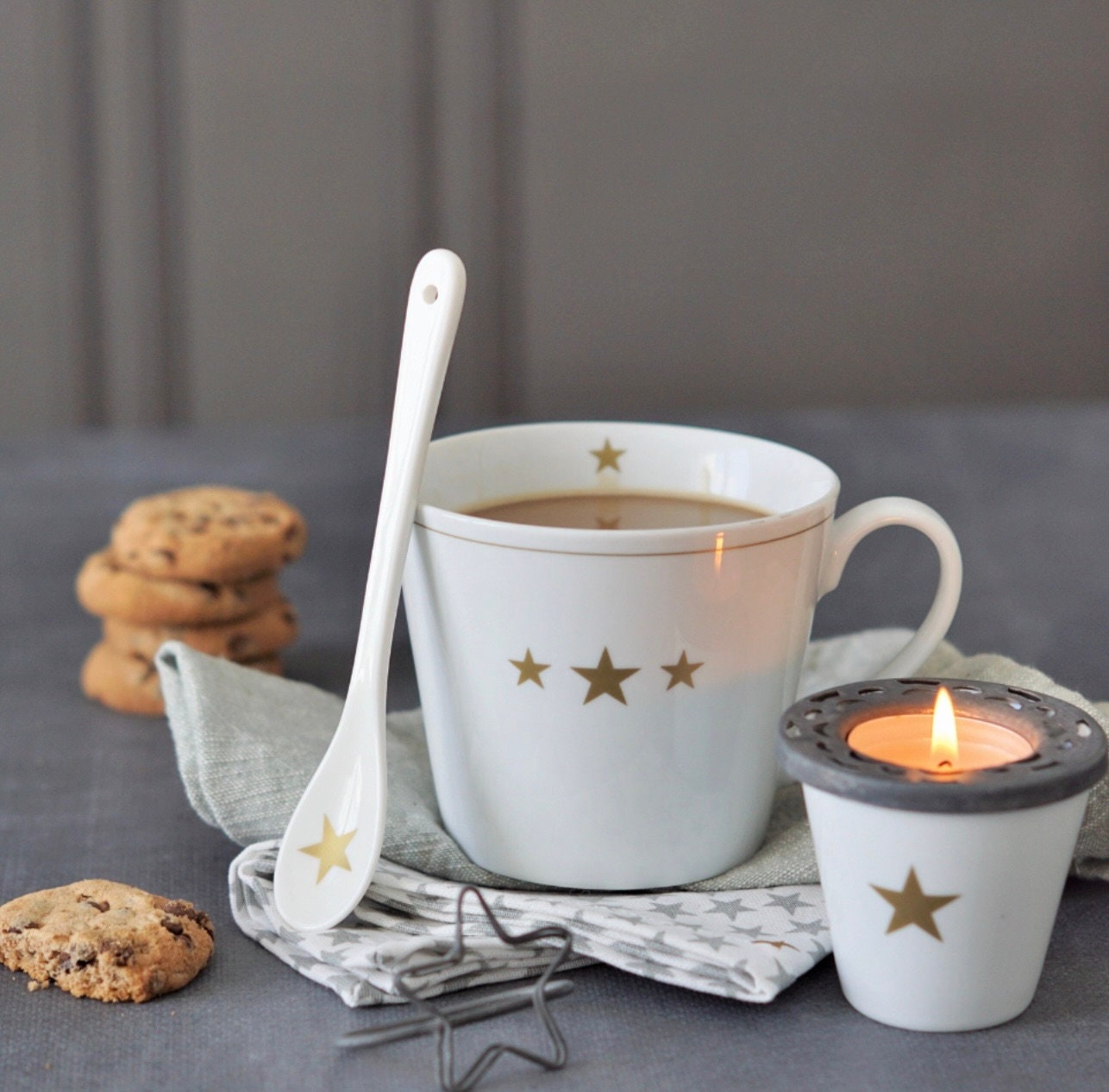 White Porcelain Mug with 3 Gold Stars