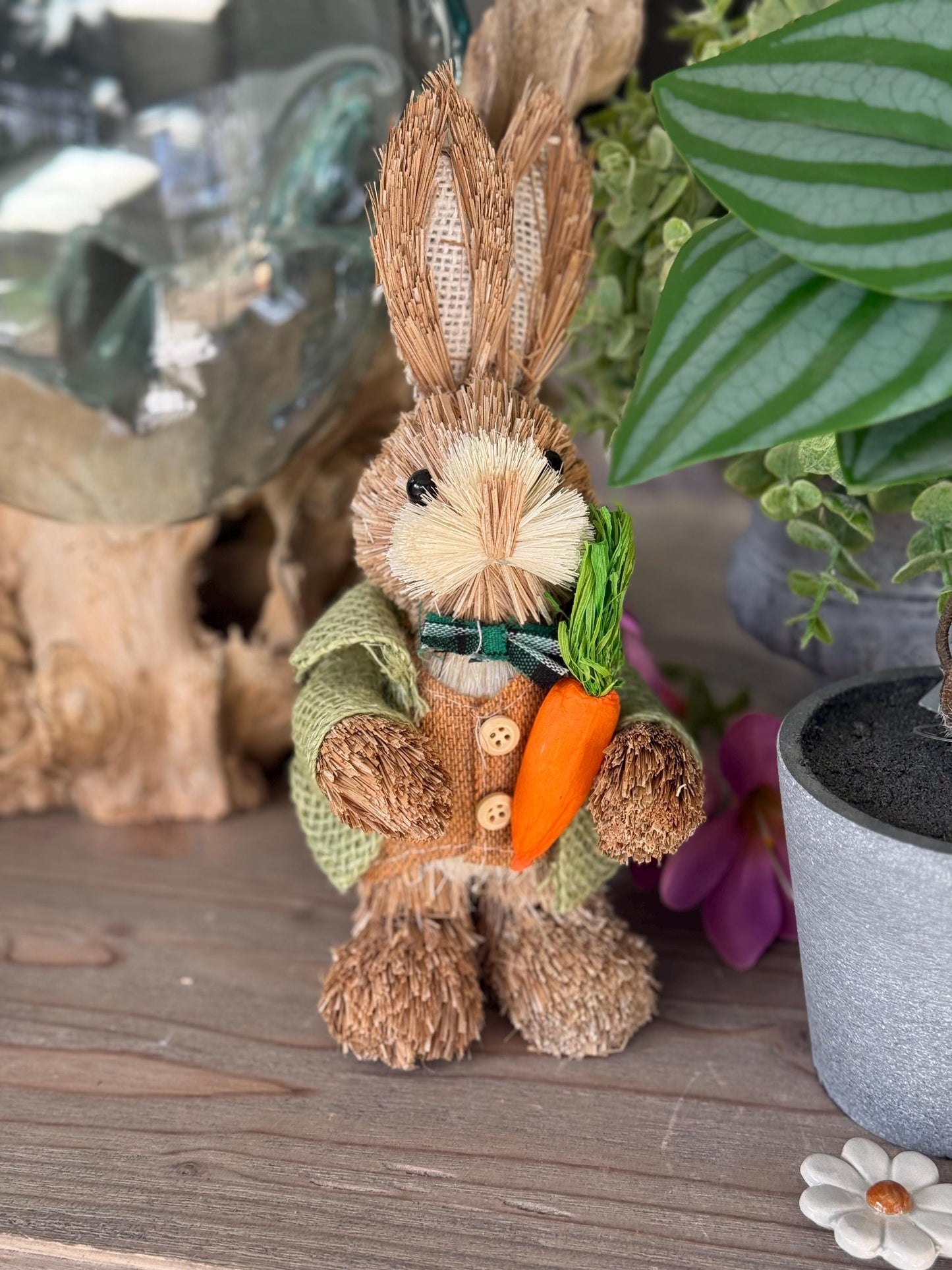 Mr and Mrs Bristle Bunny with Carrot/Basket - Sold Individually