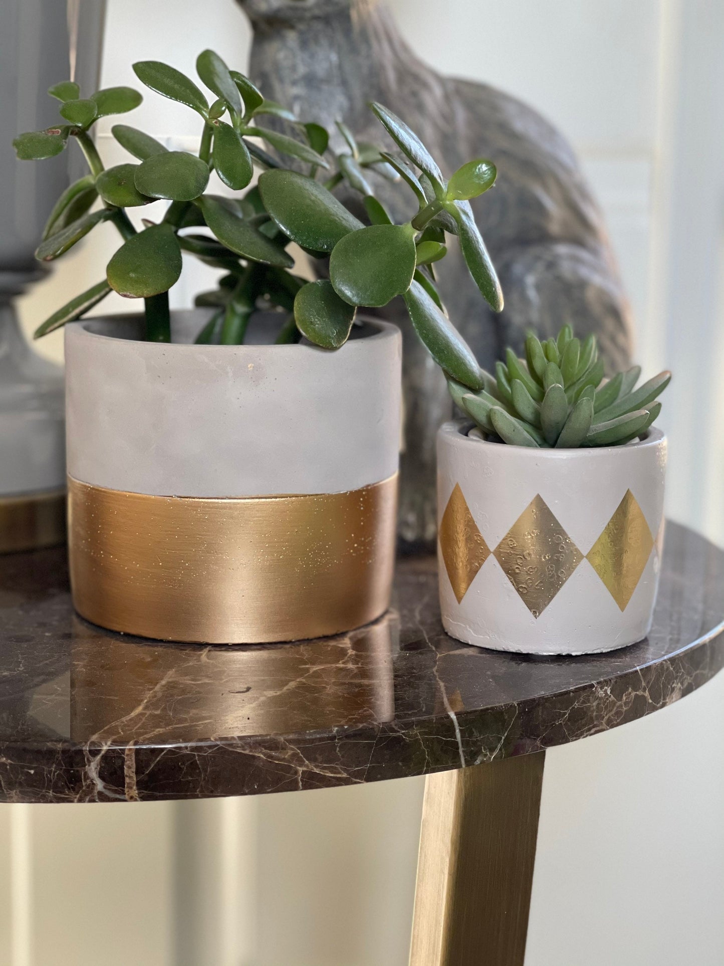 Small Gold Dip Cement Pot