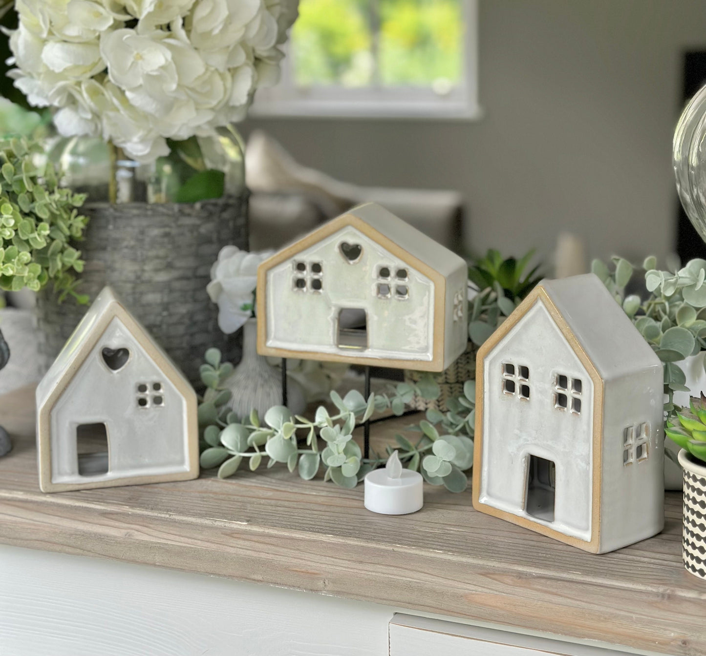 Ceramic LED Heart Cottages - 3 Sizes Available