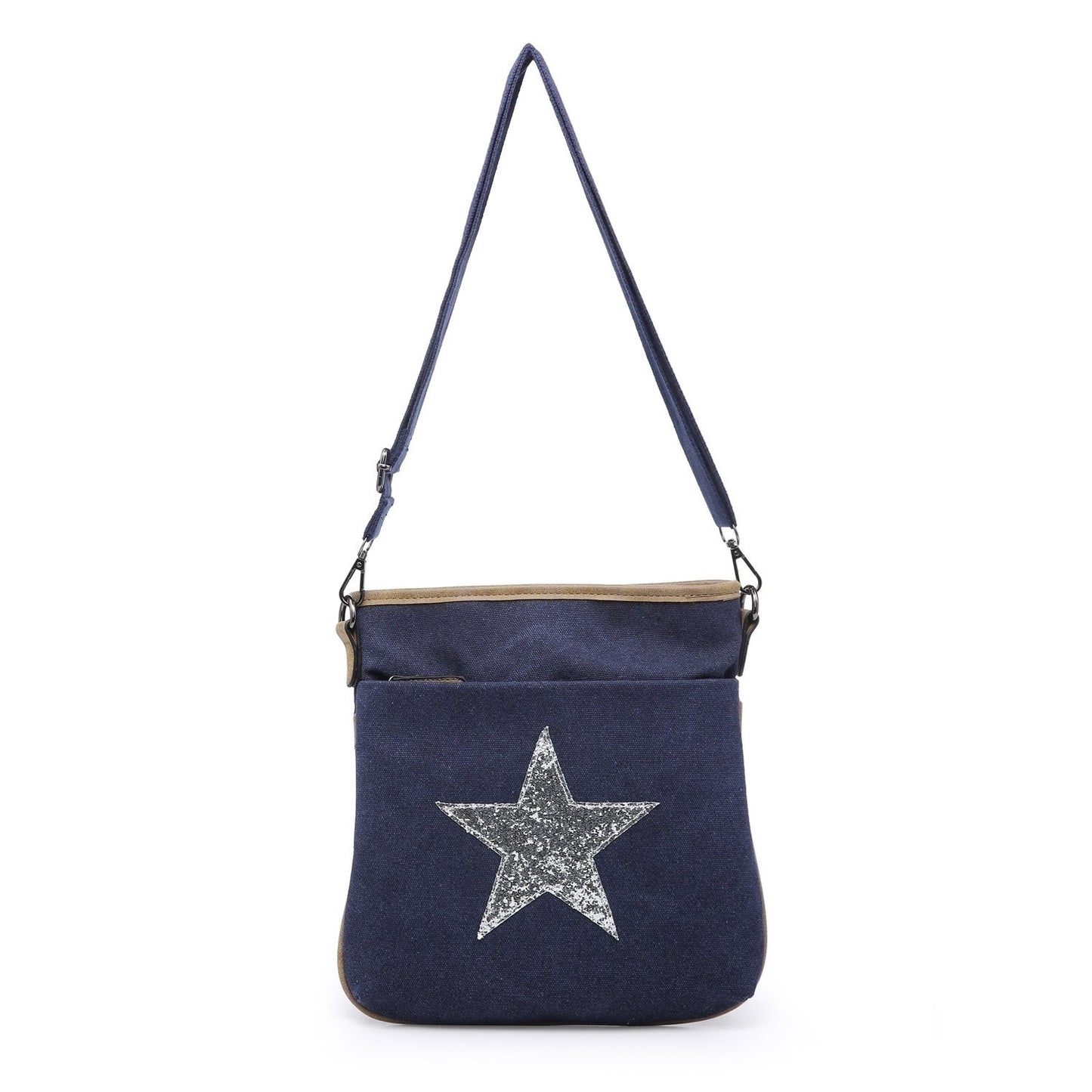 Flat Star Cross Body Messenger Bag - Navy
