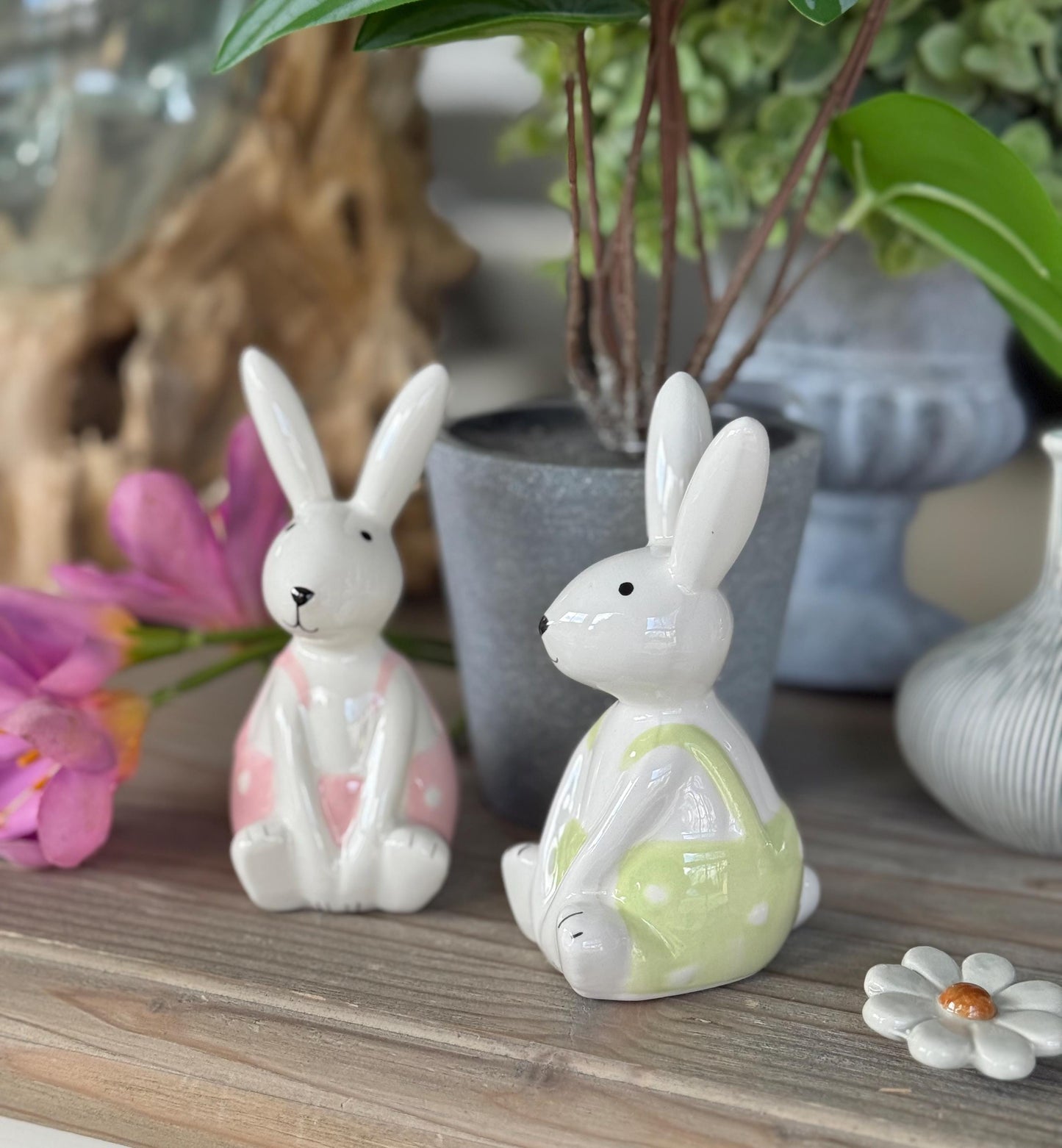 White Glossy Bunny Rabbits - 2 Sizes Available.