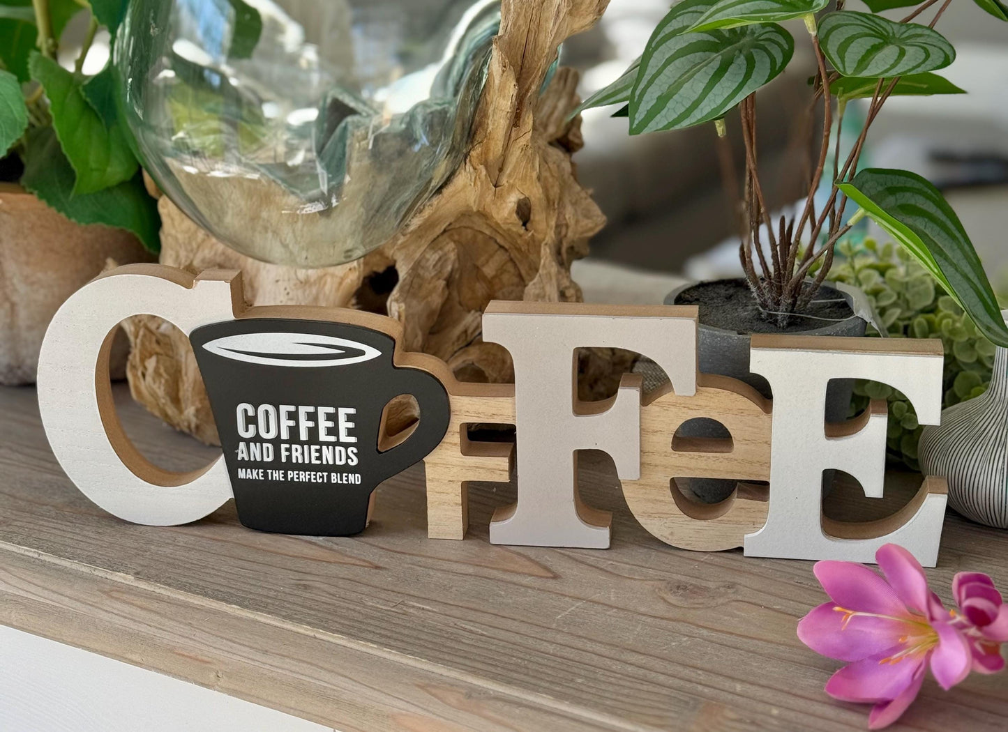 Wooden Coffee with Friends Sign