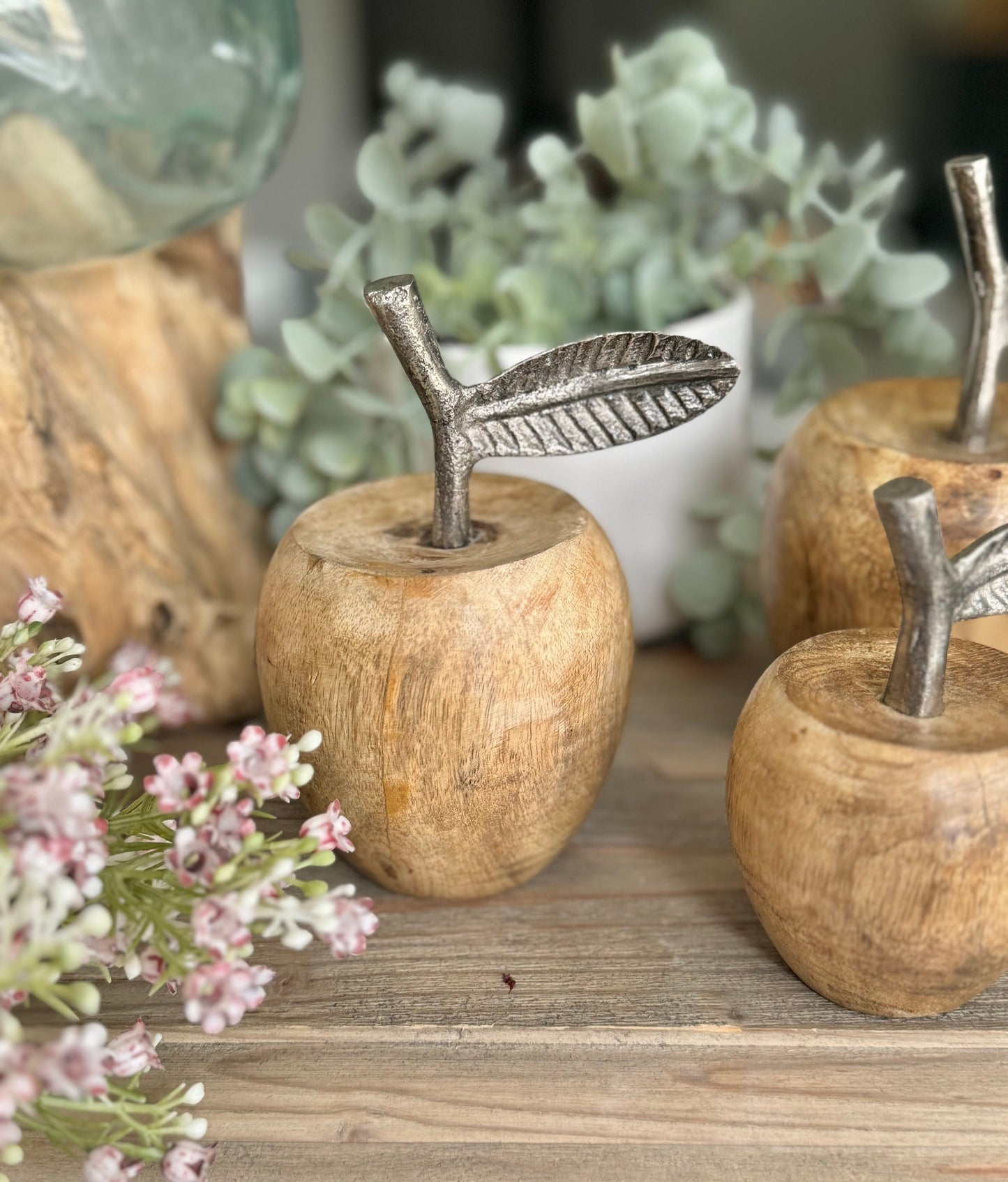 Solid Wooden Apples - Set of 3