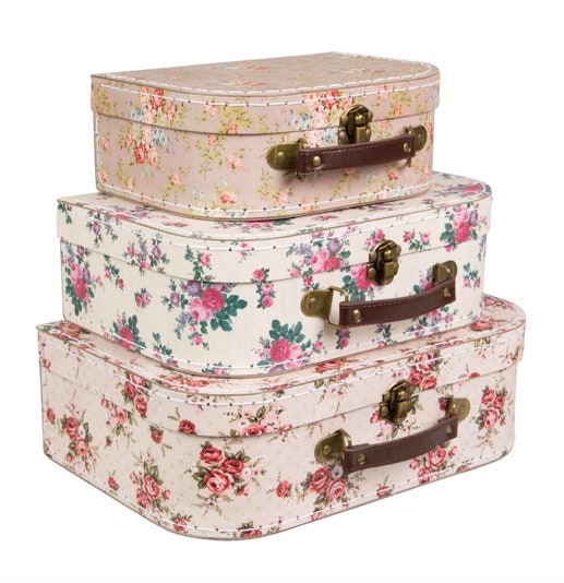 Vintage Rose Suitcases - Set of 3