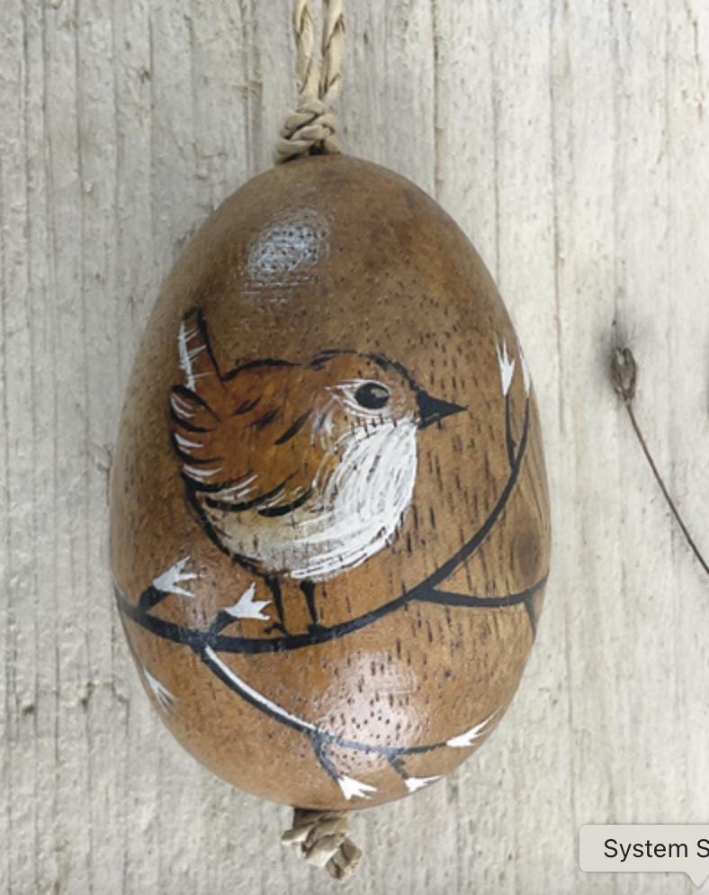 Wooden Painted Wild Bird Hanging Egg - 5 Options Available