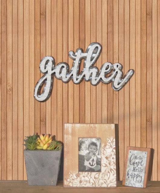 Gather Wood and Metal Cutout Letter Signs Wall Decor