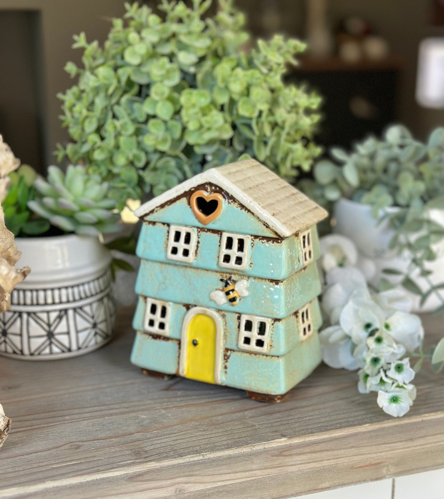 Ceramic Beehive House Aqua Tea light