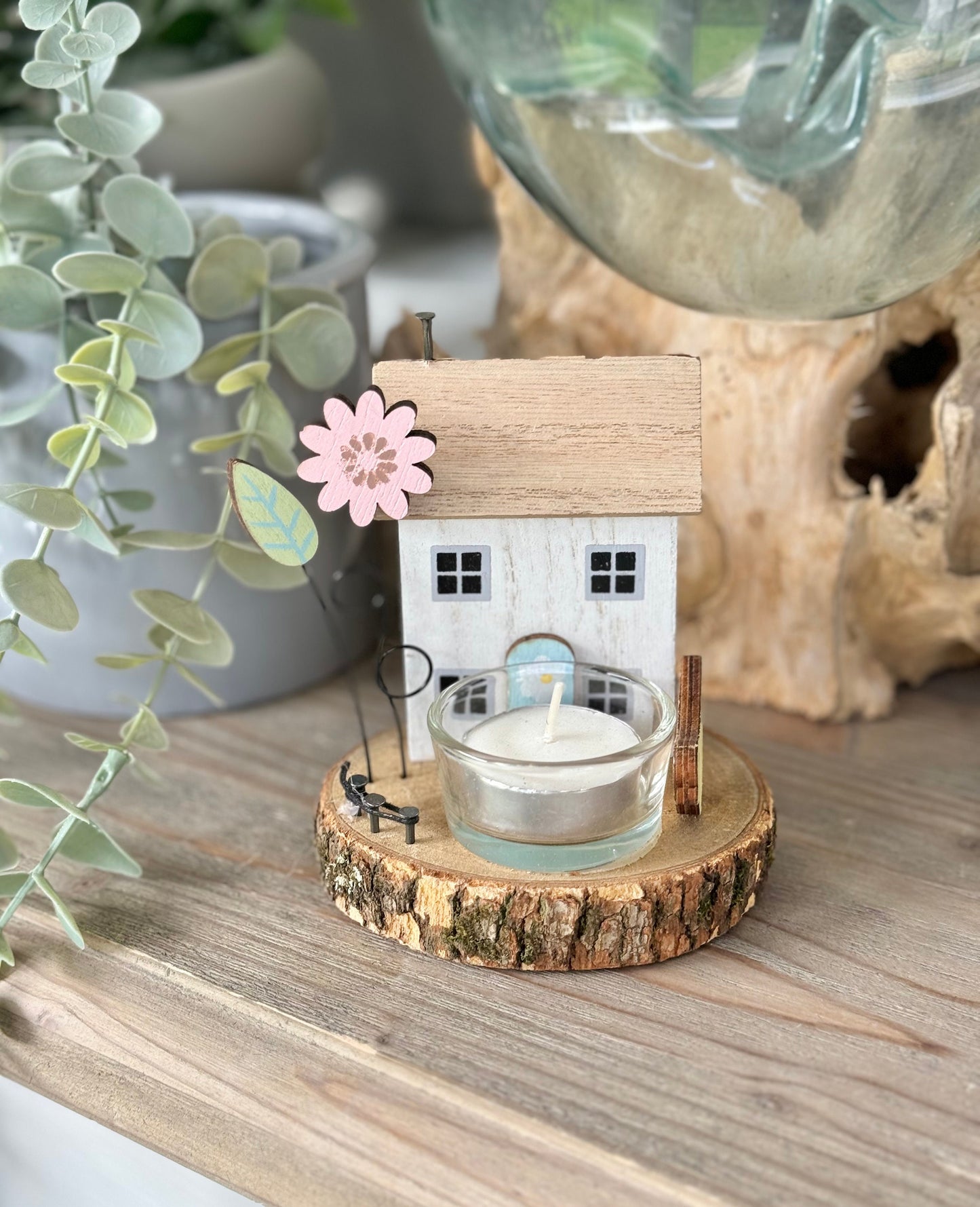 Wooden Tea Light House -  Available in 2 colour Options