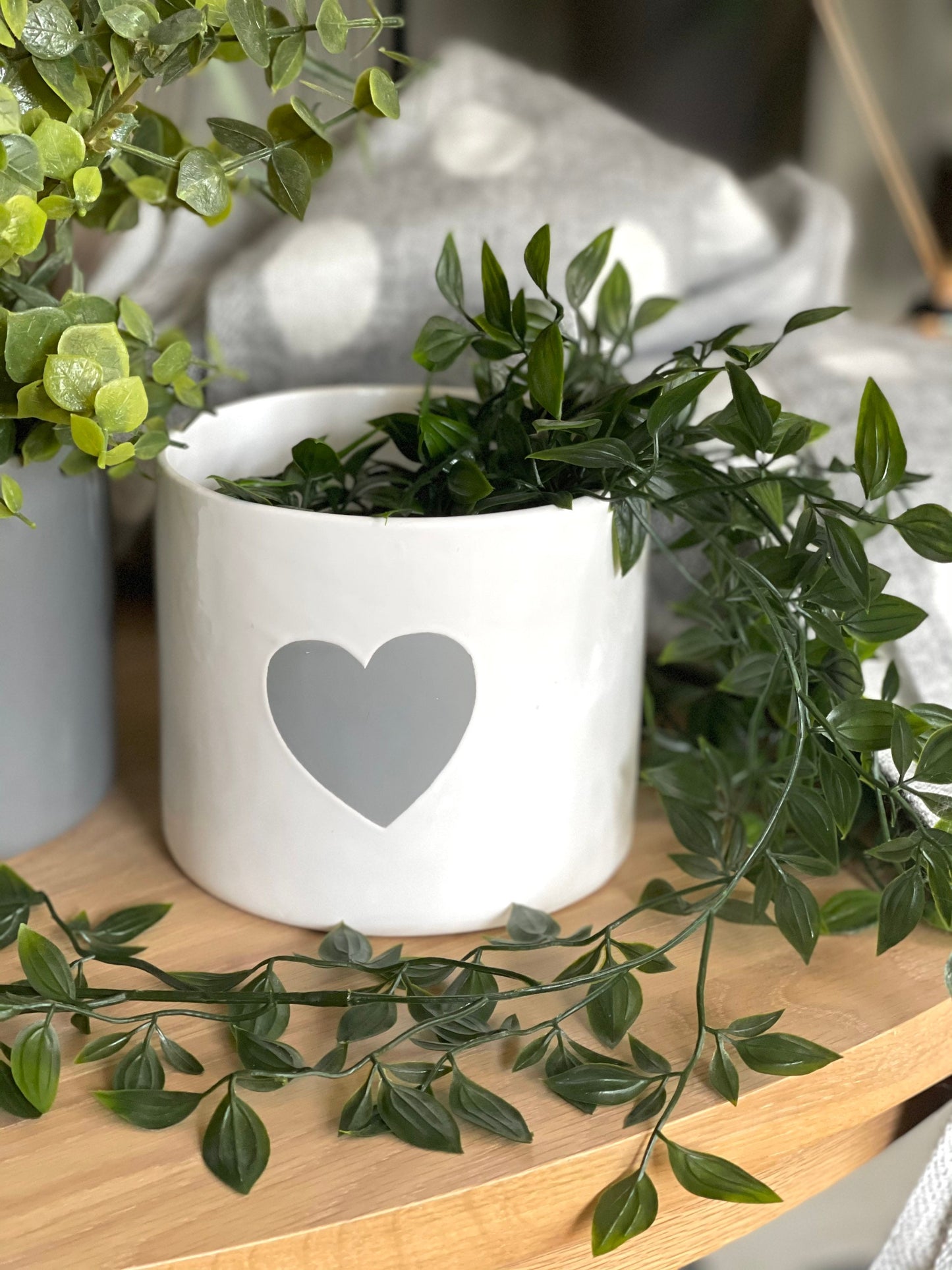 Heart Ceramic Flower Pot - Grey or White