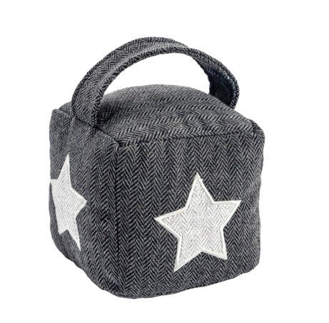 Grey Star Door Stop - Grey Herringbone