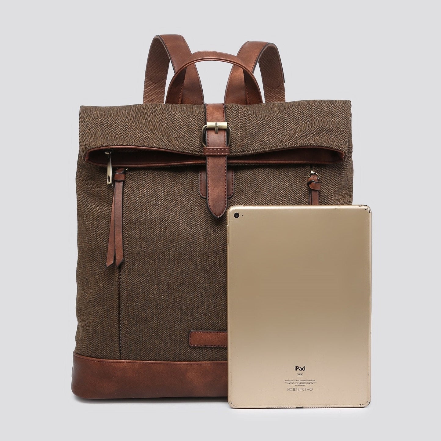 Dark Taupe Herringbone Rucksack