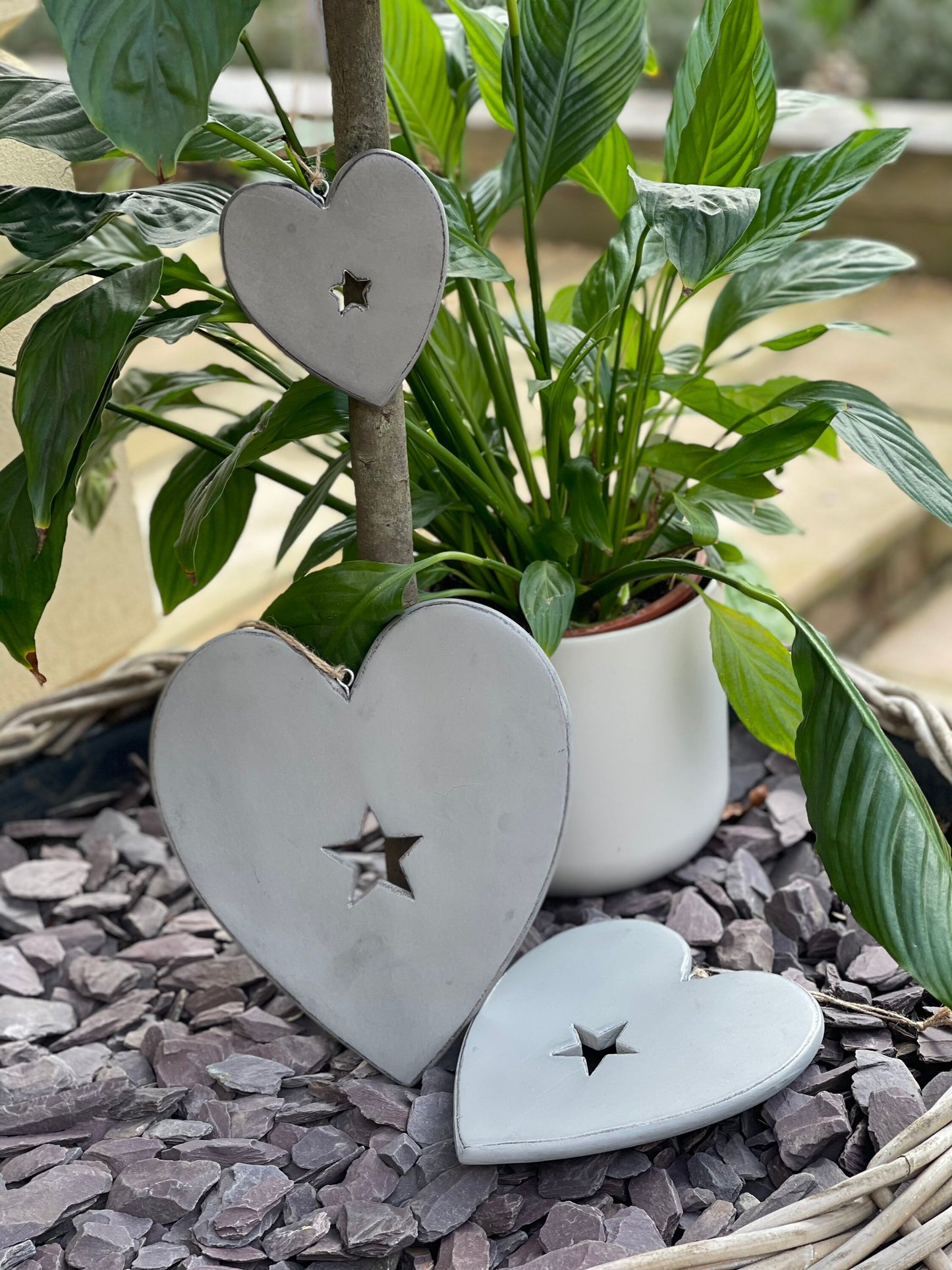 Grey Hearts With Star Cut Out Detail - Set of 3