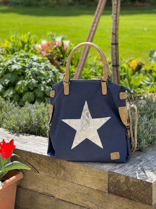Canvas Star Bag - Navy Blue