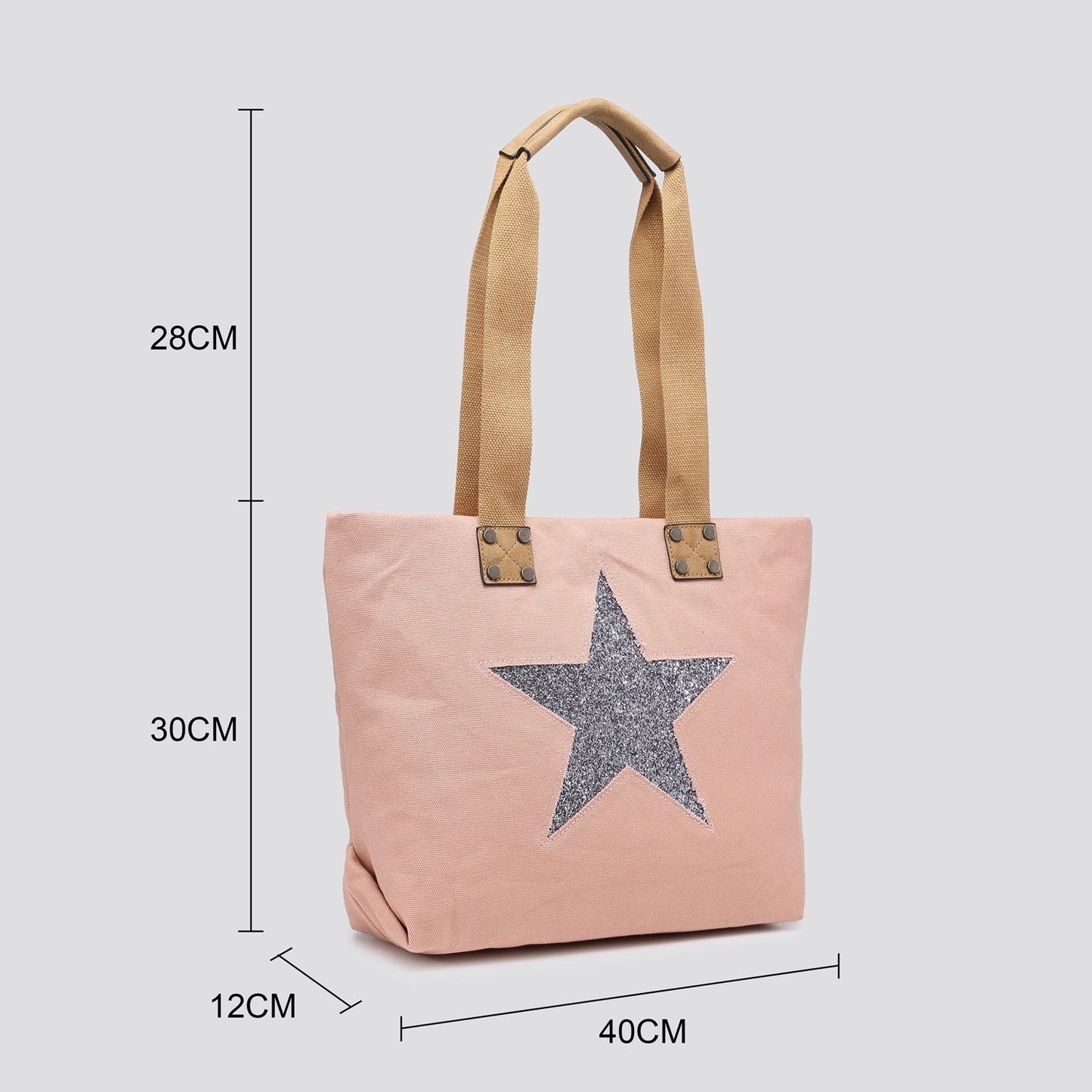 Pale Grey  Shoulder Bag with Encrusted Star