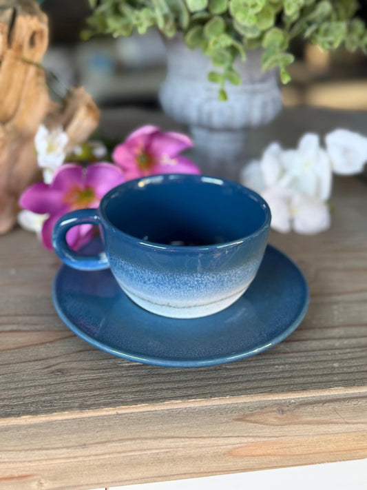 Blue Mojave Tea Cup and Saucer Set