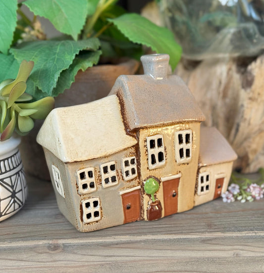 Ceramic Triple House/Cottage Candle Holder