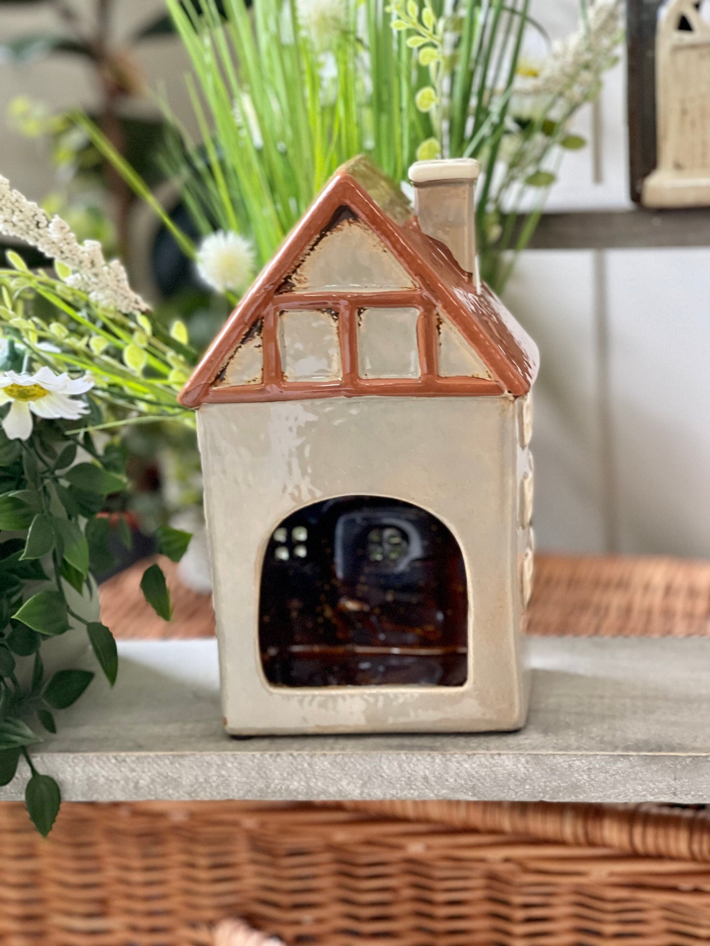 Ceramic House/Cottage Candle Holder - 22cm