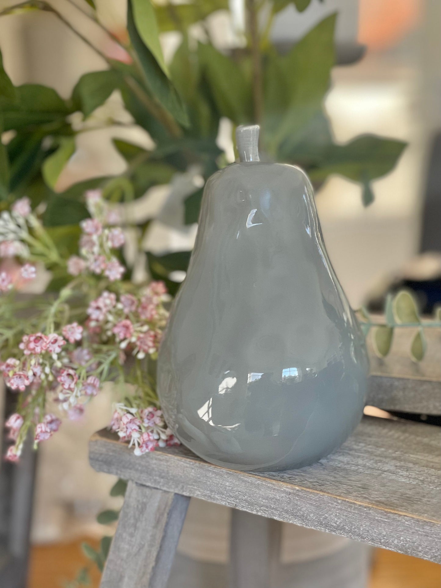 Grey Glazed Apple and Pear Ornament