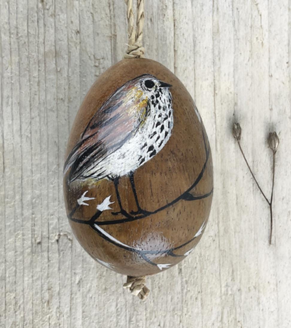 Wooden Painted Wild Bird Hanging Egg - 5 Options Available