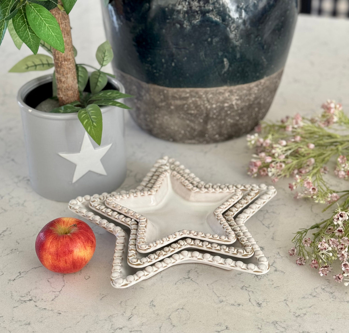 Beaded Star Plates (Set of 3)