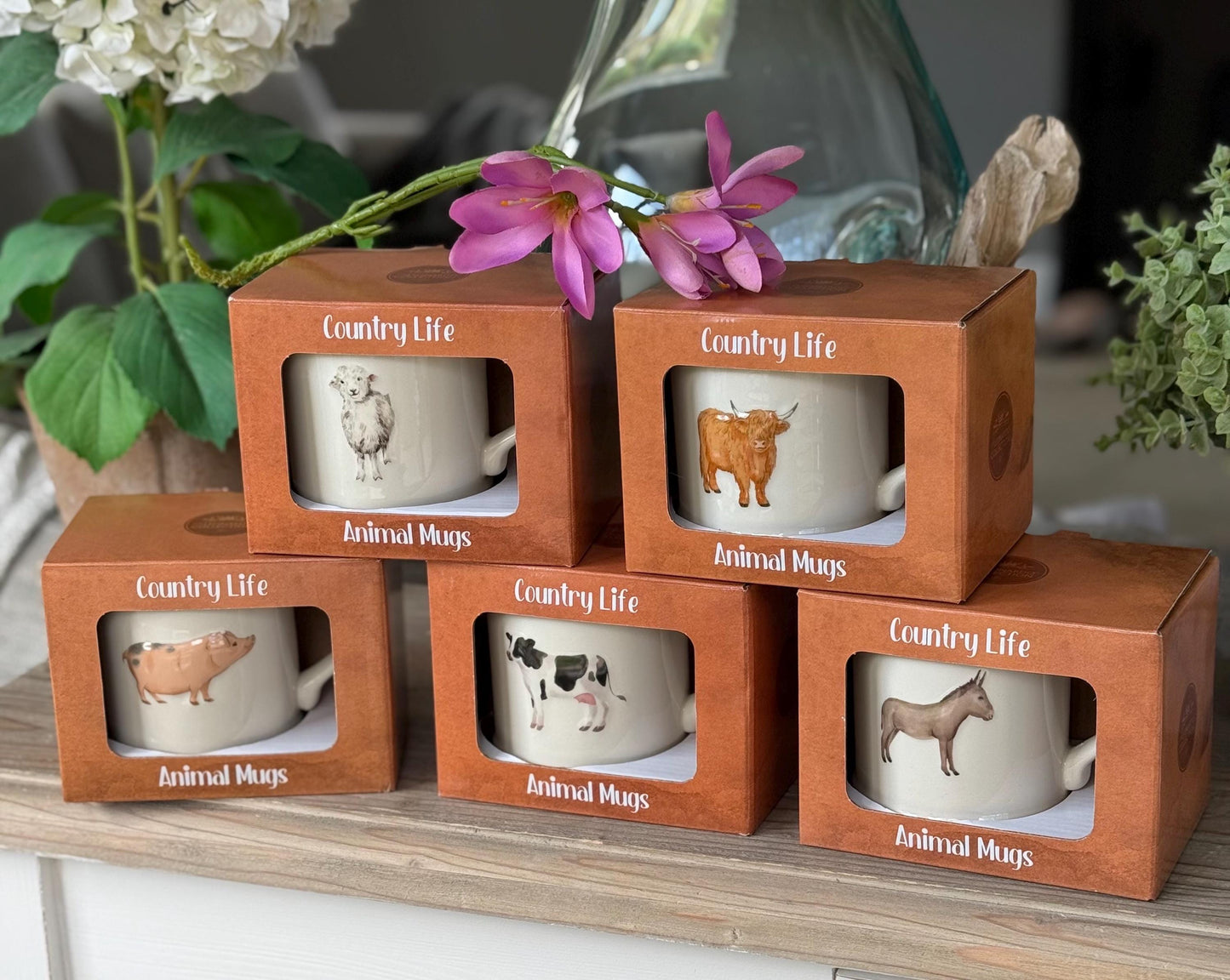 NEW Stoneware Embossed Mug - Sheep, Cow, Pig, Highland Cow and Donkey