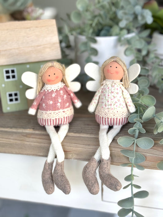 Soft Sitting Pink Floral Fairies  - Available in 2 designs