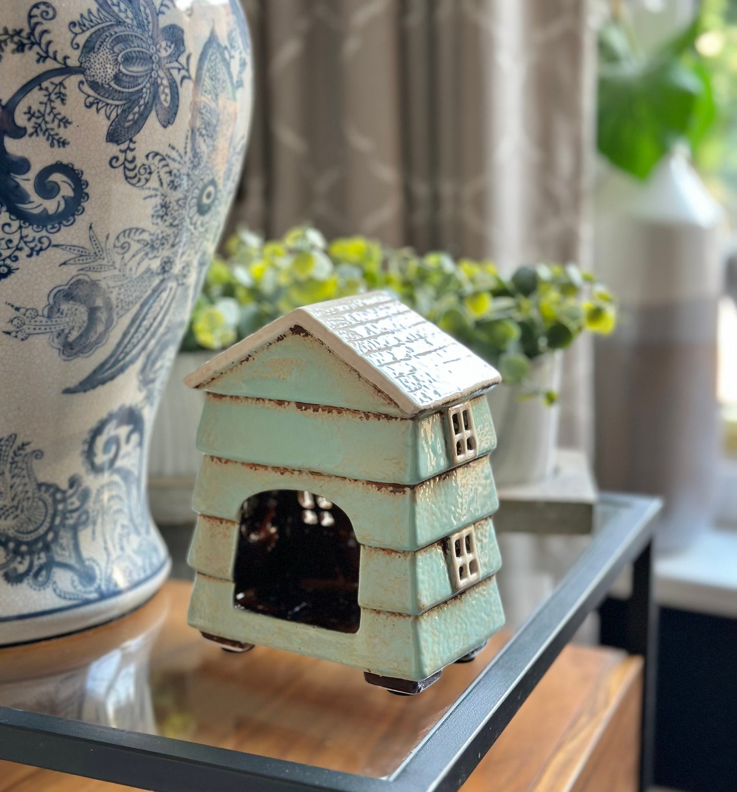 Ceramic Beehive House Aqua Tea light