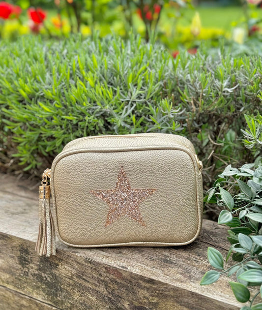 Gold Cross Body Handbag with Gold Star