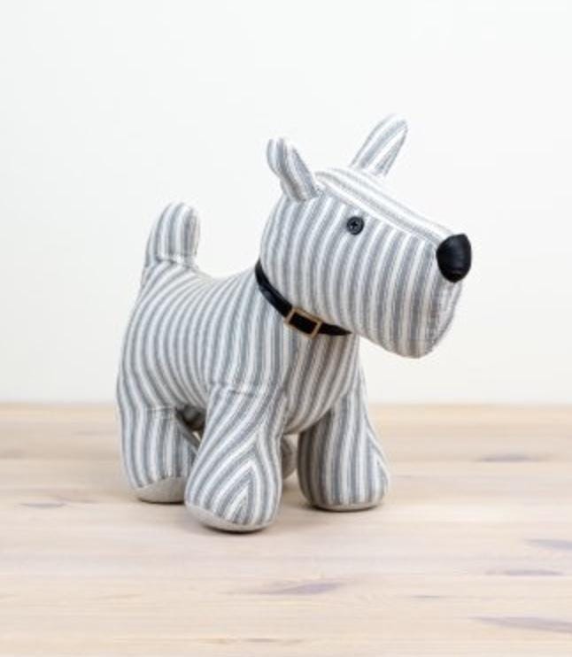 Grey Striped Terrier Dog Doorstop