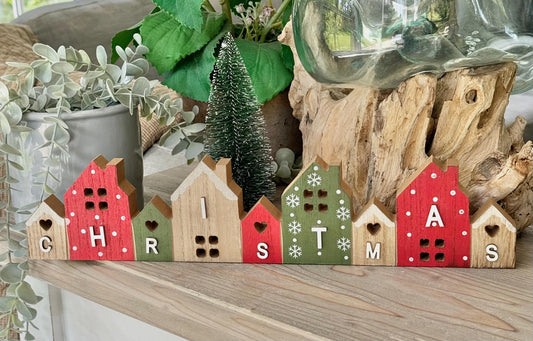 Christmas Festive Houses Scene - 39cm