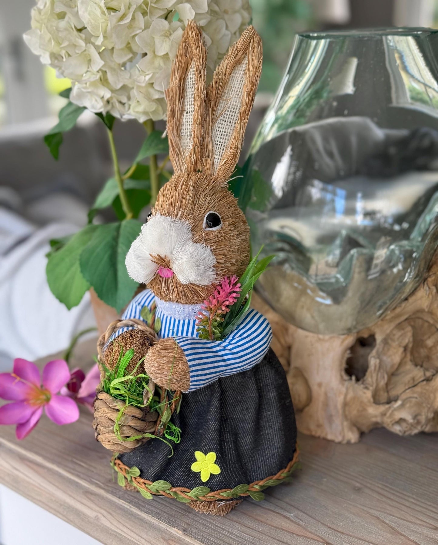 Mr and Mrs Bristle Bunny with Carrot/Basket - Sold Individually