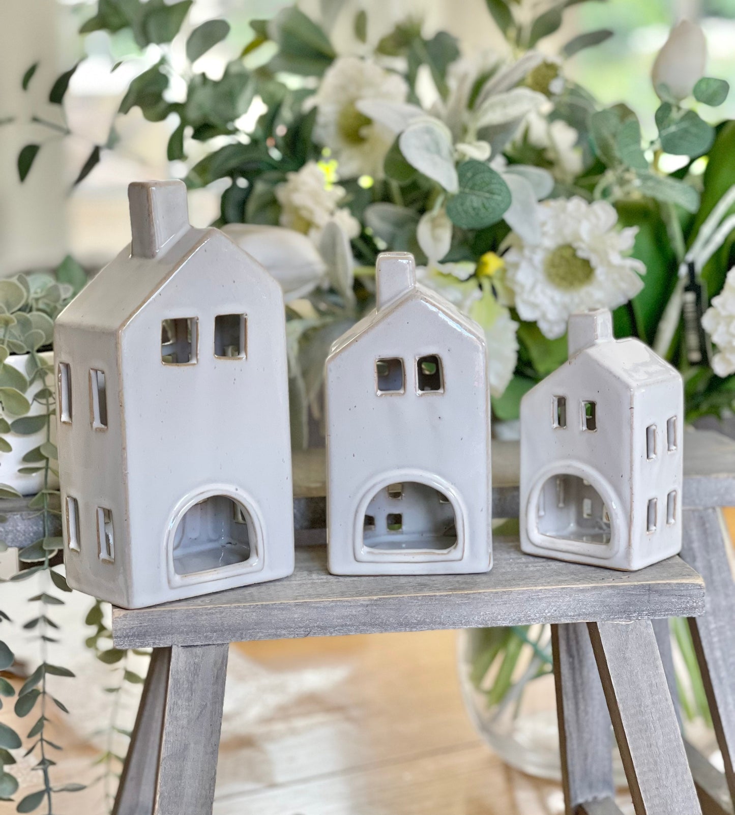 Glazed Ceramic Tea Light House - Available in 3 sizes