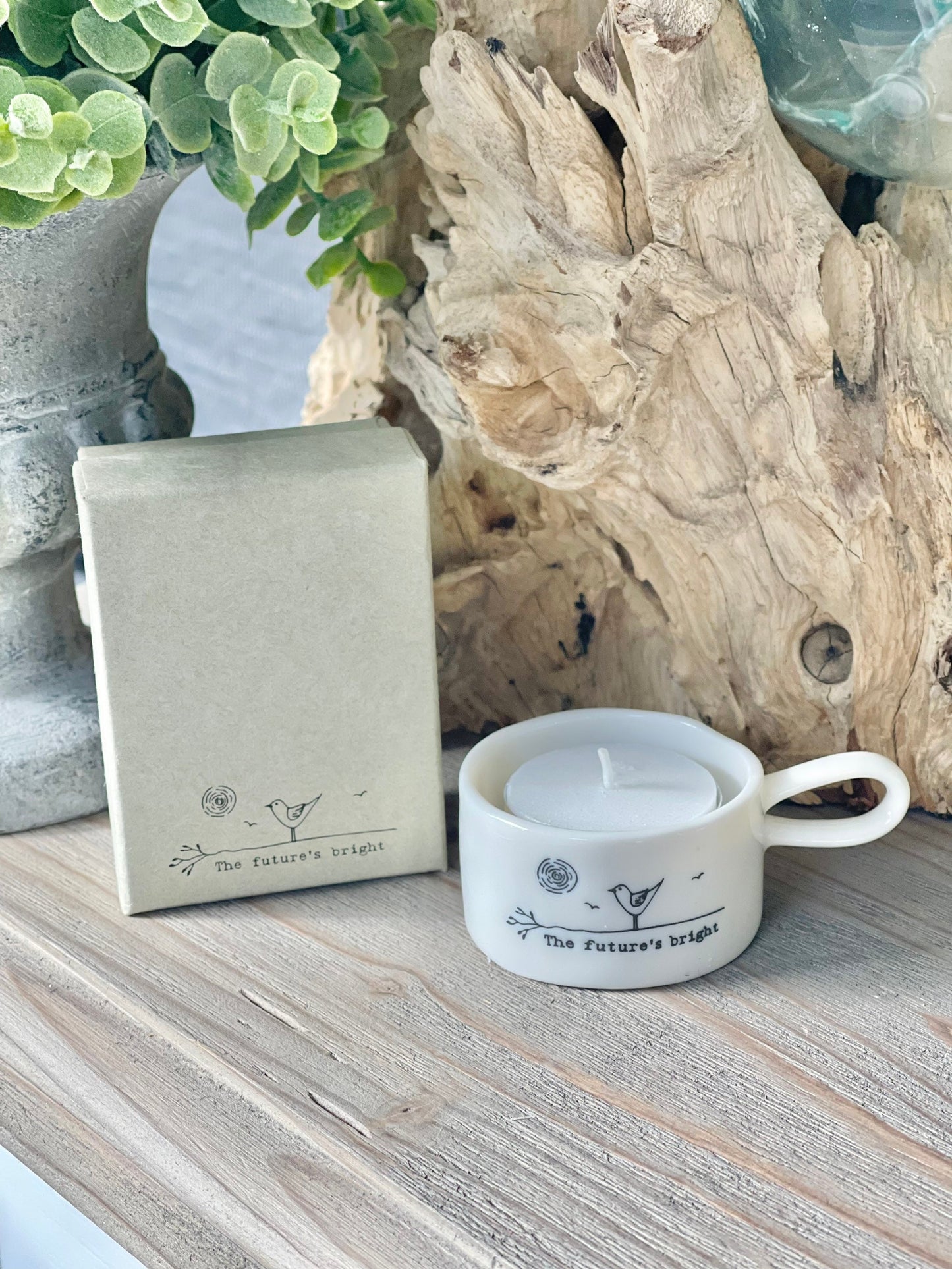 Handled “The Future’s Bright” Tea Light Holder