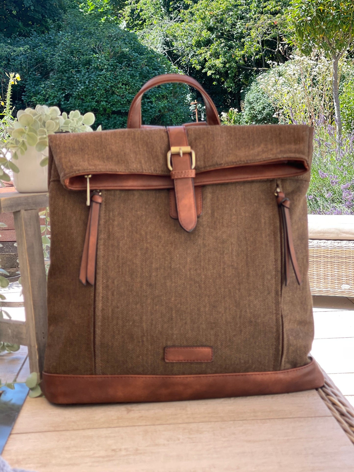 Dark Taupe Herringbone Rucksack