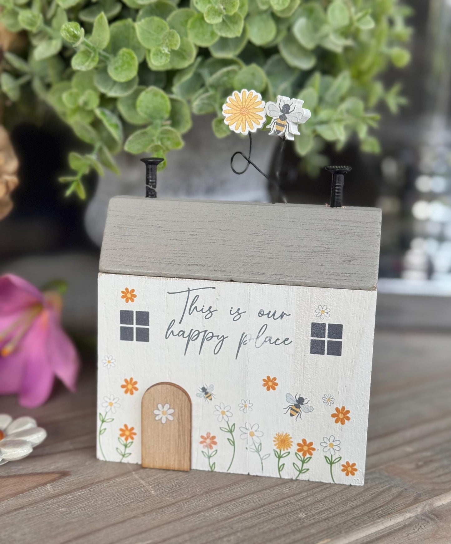 Wooden House Block  "This Is Our Happy Place"