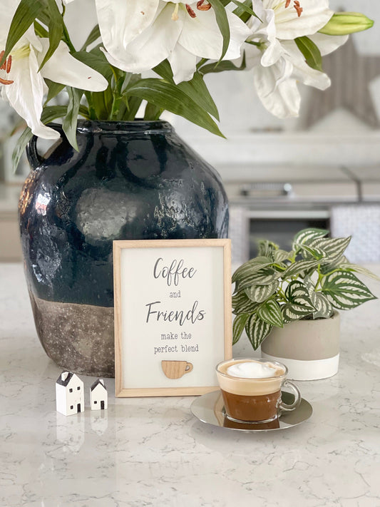 Framed 'Coffee and Friends' sign